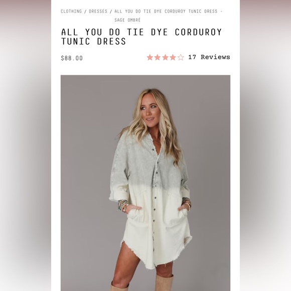 Three birds nest ombré corduroy tunic dress - Picture 6 of 8